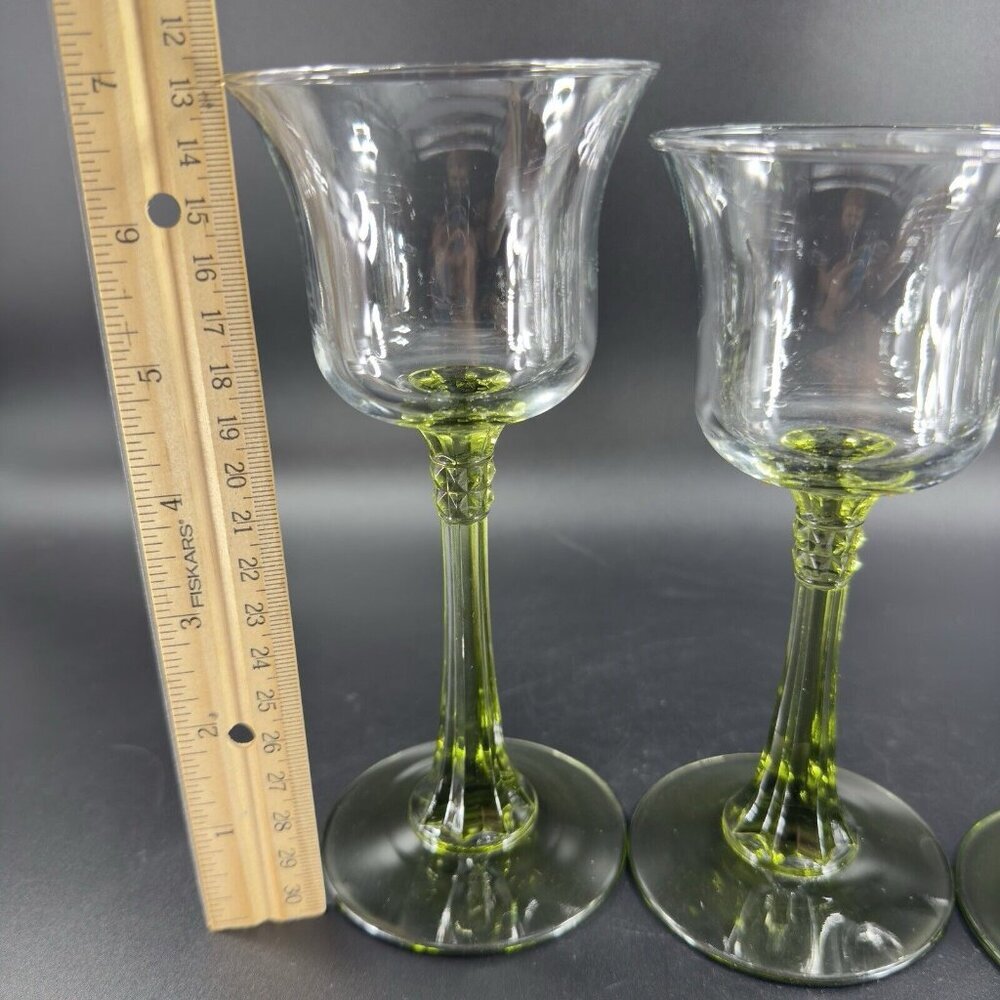 Partylite Glass Votive Candle Holder Set 3 Glass Clear Top And Green Bottom VTG - Picture 3 of 14